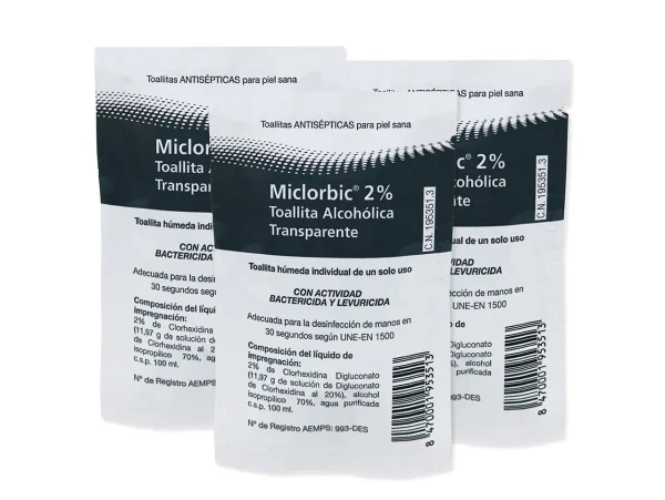 Toallita clorhexidina 2% alcohólica transparente